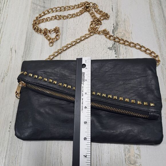 VTG Rampage Crossbody Purse Bag Black w/ Gold Studs Chain Strap Y2K Party Rocker - Picture 10 of 12